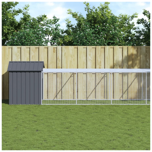 Chicken Cage with Run Anthracite 117x813x123 cm Galvanised Steel