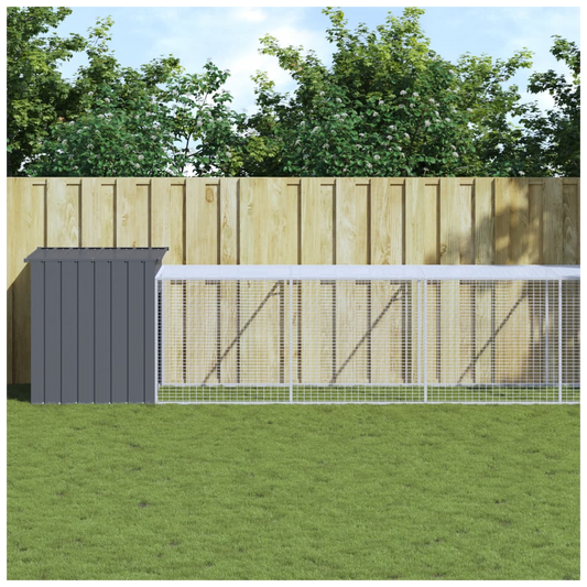 Chicken Cage with Run Anthracite 110x609x110 cm Galvanised Steel