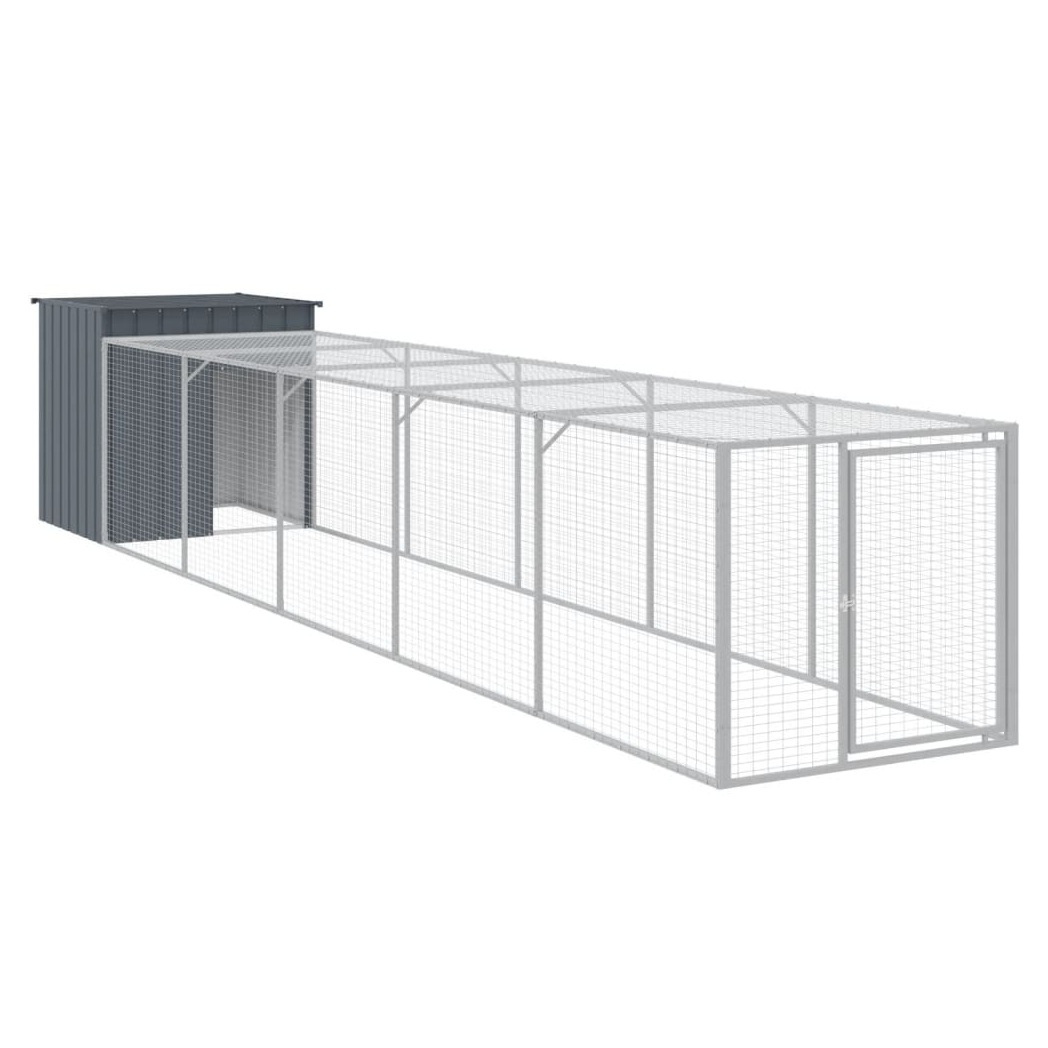 Chicken Cage with Run Anthracite 110x609x110 cm Galvanised Steel