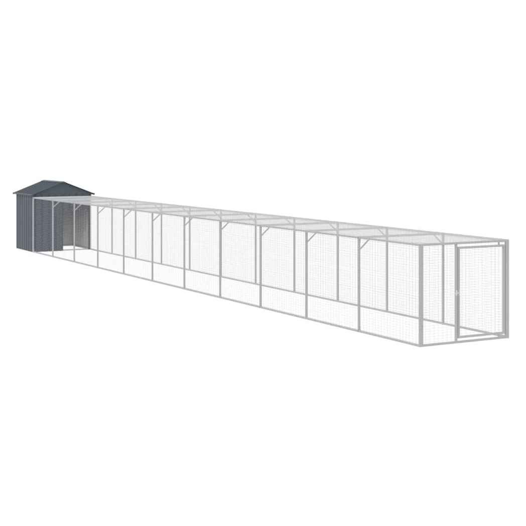 Chicken Cage with Run Anthracite 117x1221x123 cm Galvanised Steel