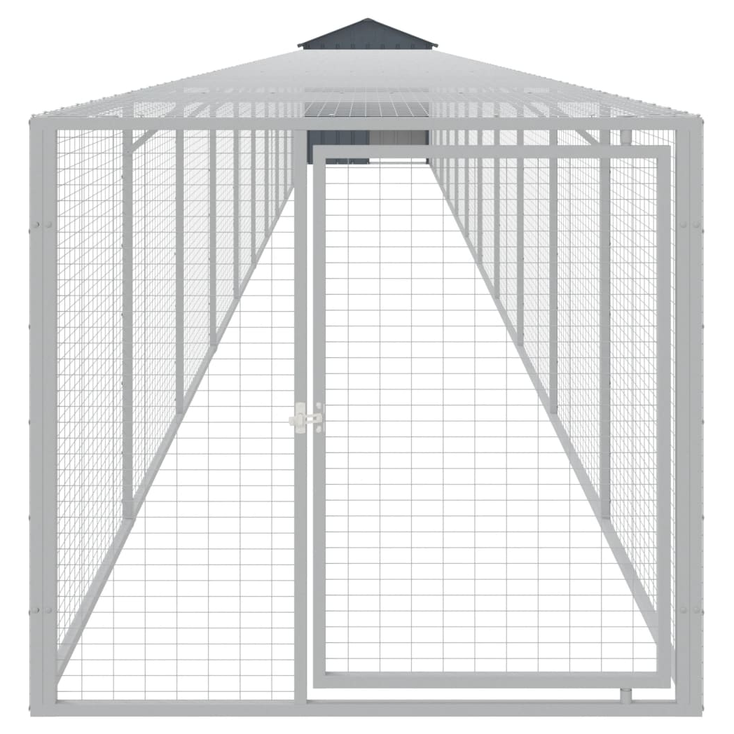 Chicken Cage with Run Anthracite 117x1221x123 cm Galvanised Steel