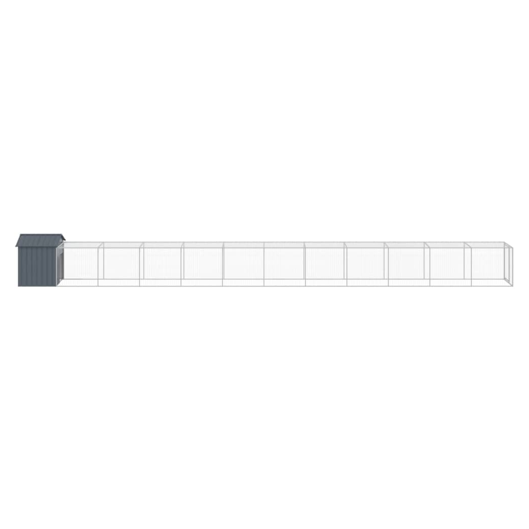 Chicken Cage with Run Anthracite 117x1221x123 cm Galvanised Steel