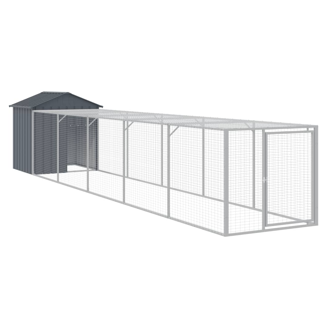 Chicken Cage with Run Anthracite 117x609x123 cm Galvanised Steel