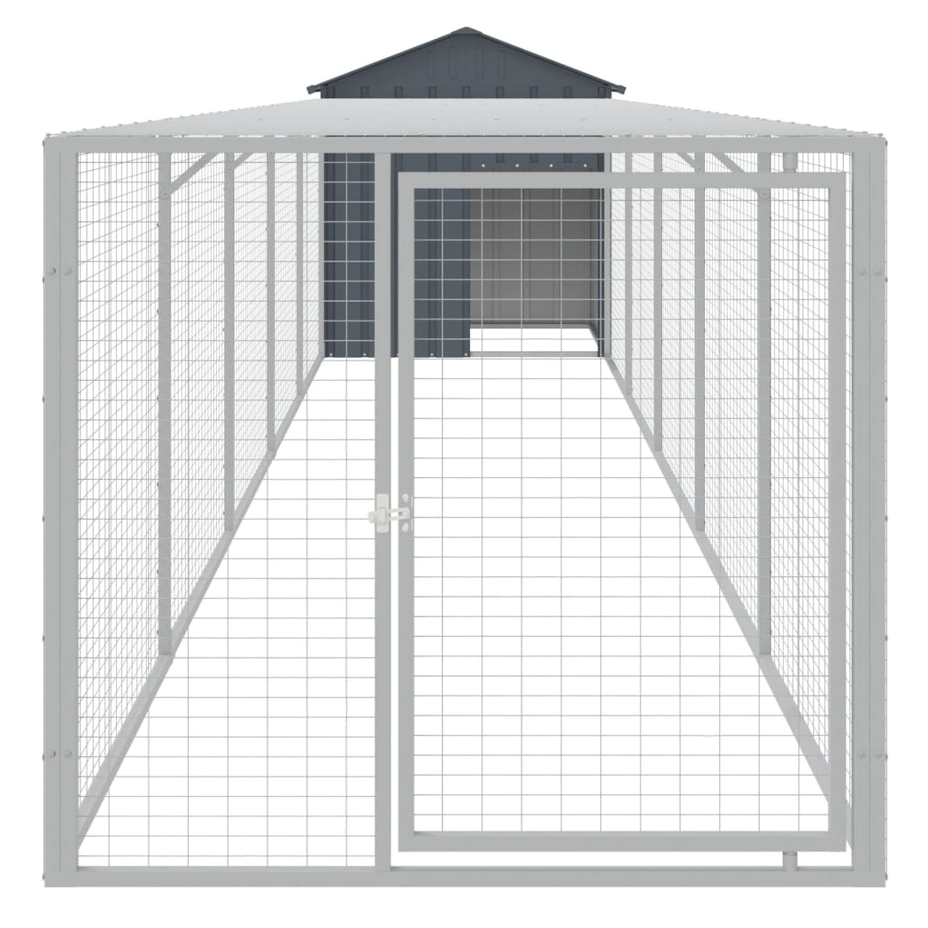 Chicken Cage with Run Anthracite 117x609x123 cm Galvanised Steel