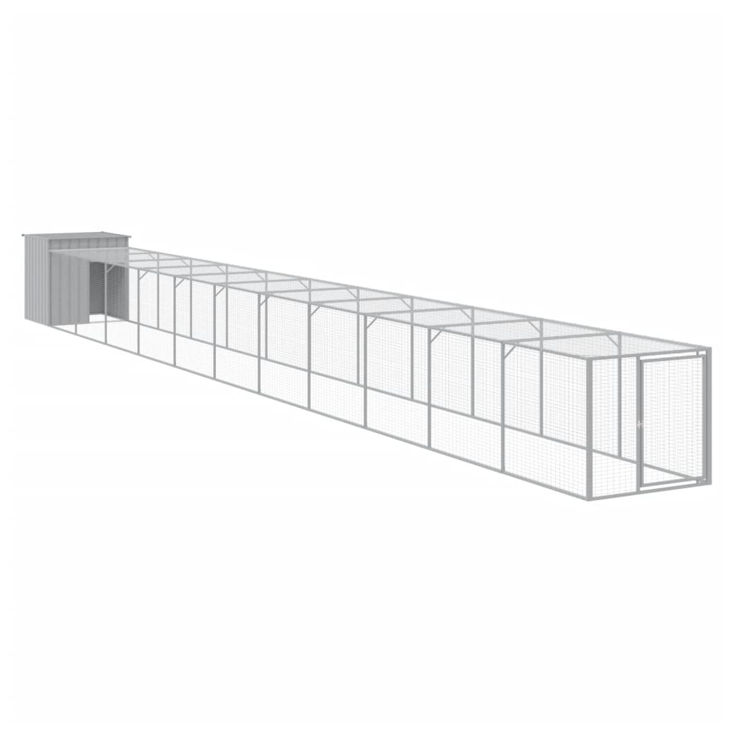 Chicken Cage with Run Light Grey 110x1221x110 cm Galvanised Steel