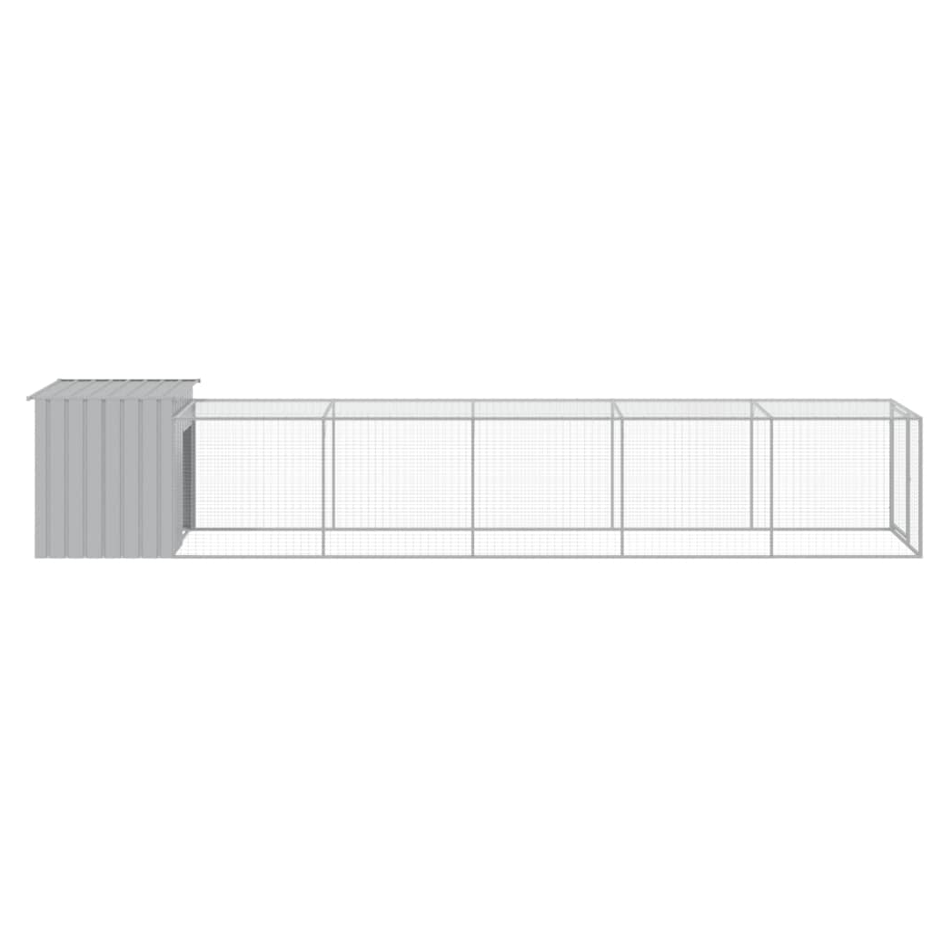 Chicken Cage with Run Light Grey 110x609x110 cm Galvanised Steel