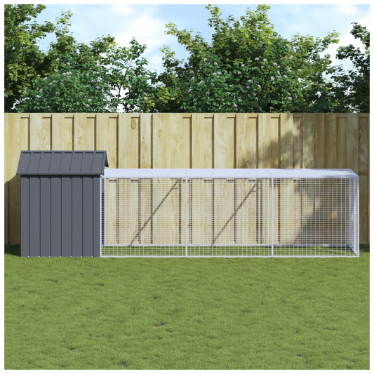 Chicken Cage with Run Anthracite 117x405x123 cm Galvanised Steel