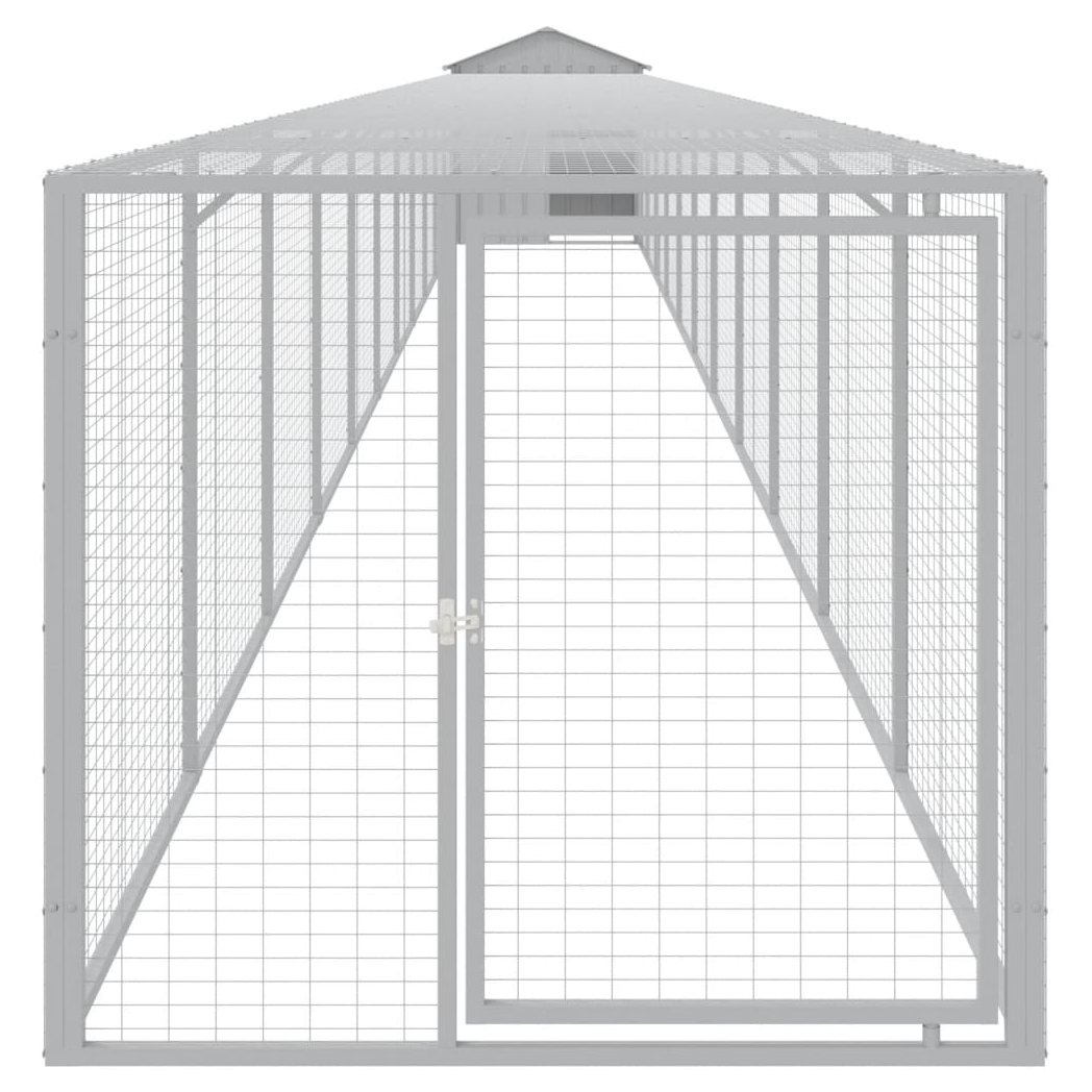 Chicken Cage with Run Light Grey 117x1221x123 cm Galvanised Steel