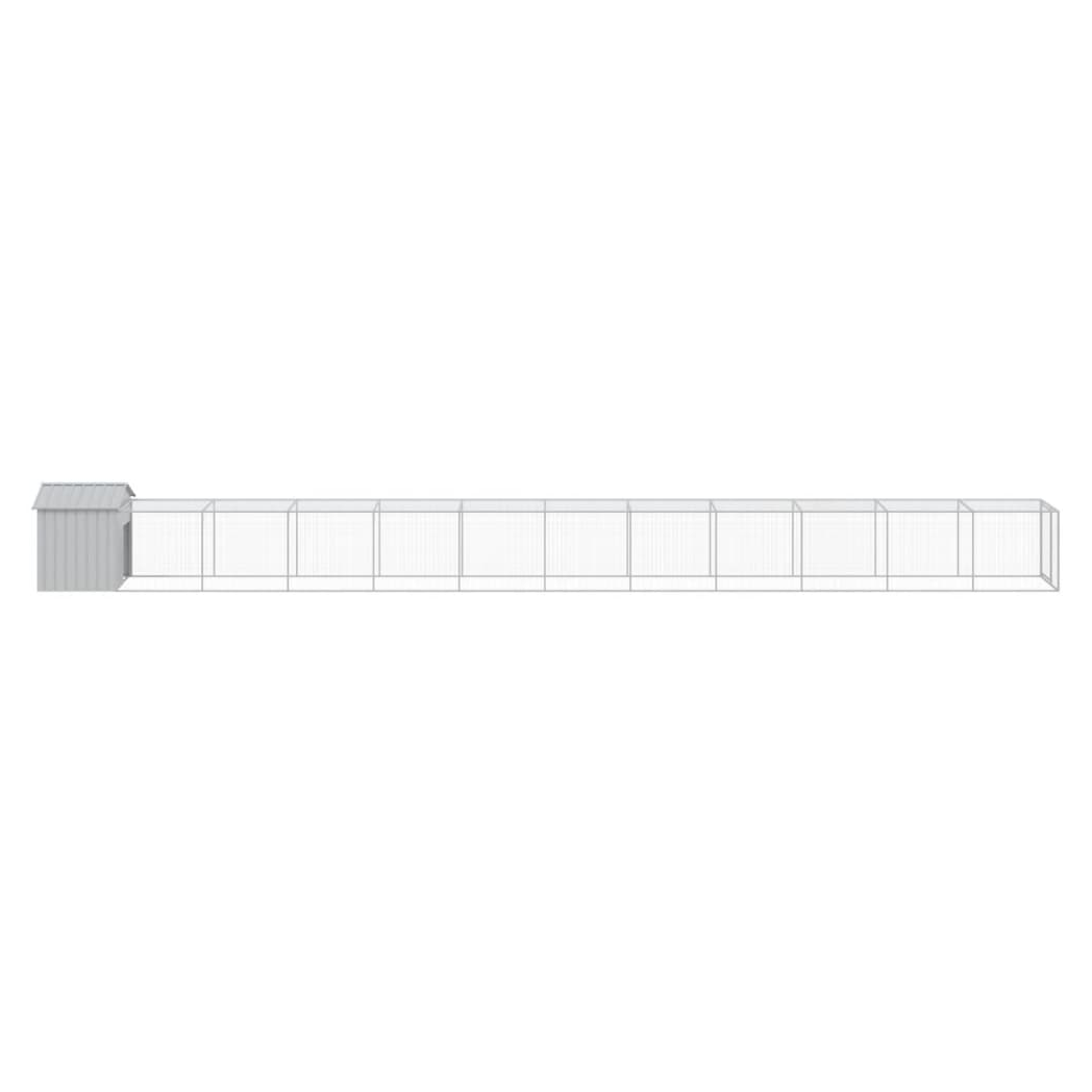 Chicken Cage with Run Light Grey 117x1221x123 cm Galvanised Steel