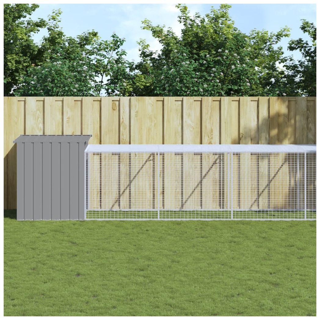 Chicken Cage with Run Light Grey 110x813x110 cm Galvanised Steel