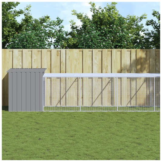 Chicken Cage with Run Light Grey 110x813x110 cm Galvanised Steel