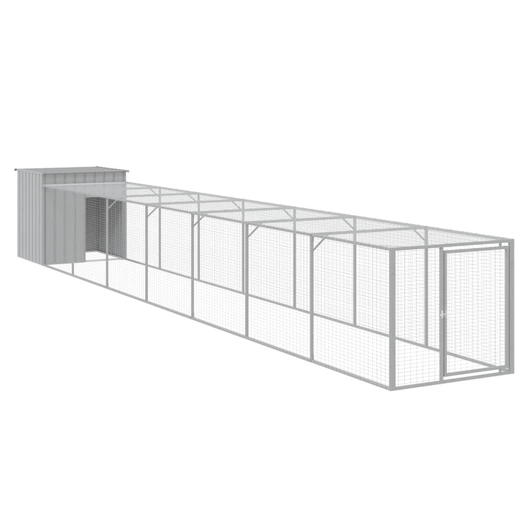 Chicken Cage with Run Light Grey 110x813x110 cm Galvanised Steel