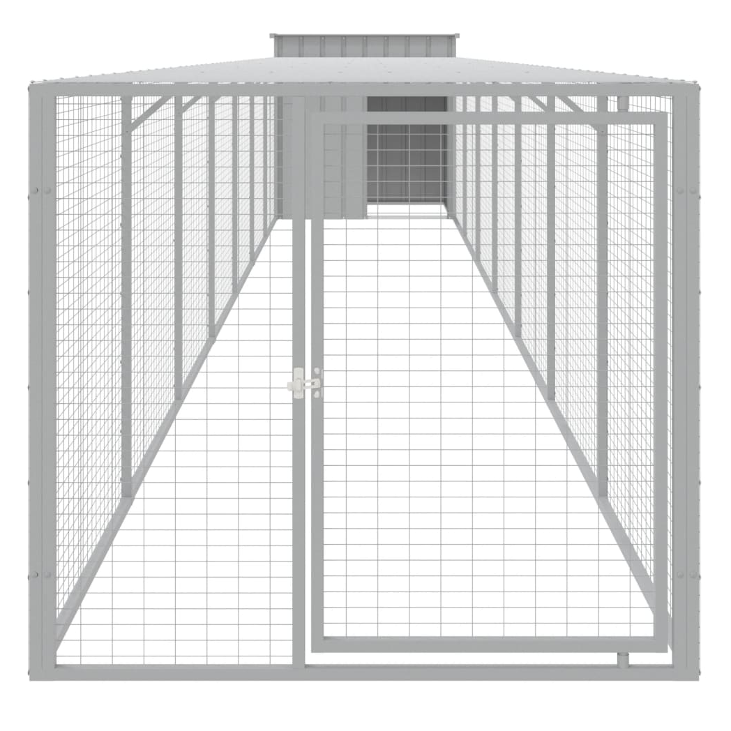Chicken Cage with Run Light Grey 110x813x110 cm Galvanised Steel