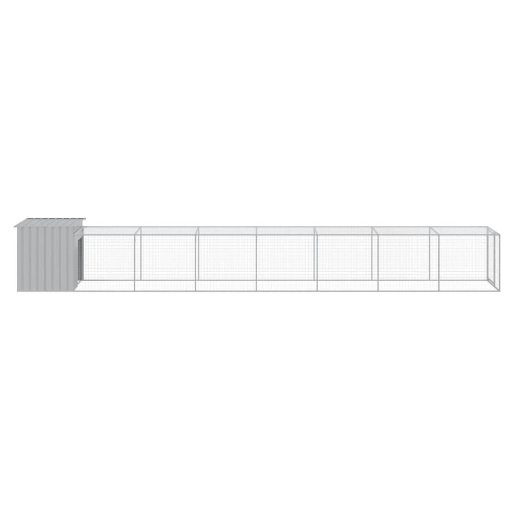 Chicken Cage with Run Light Grey 110x813x110 cm Galvanised Steel
