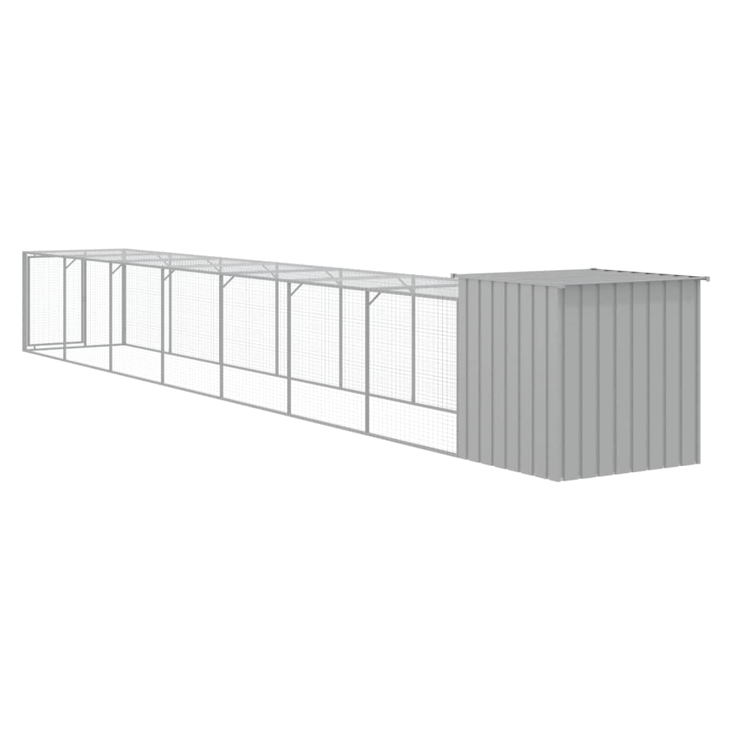 Chicken Cage with Run Light Grey 110x813x110 cm Galvanised Steel