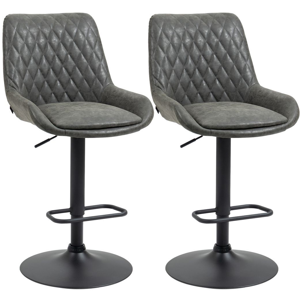SvvalkaBar Stools Set of 2, Adjustable Bar Chairs 360? Swivel for Kitchen Grey