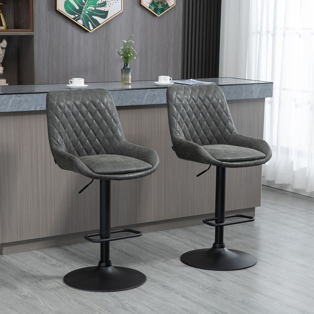 SvvalkaBar Stools Set of 2, Adjustable Bar Chairs 360? Swivel for Kitchen Grey