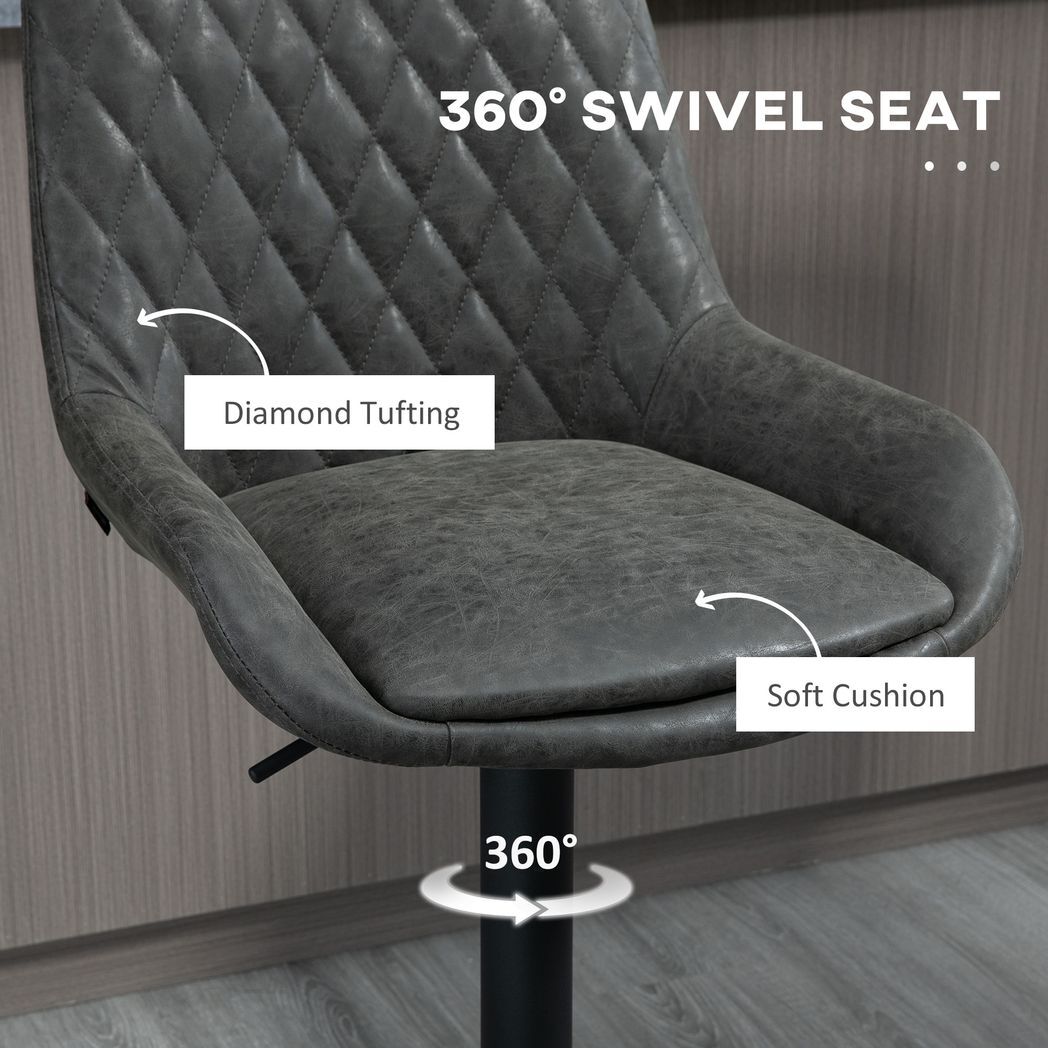 SvvalkaBar Stools Set of 2, Adjustable Bar Chairs 360? Swivel for Kitchen Grey