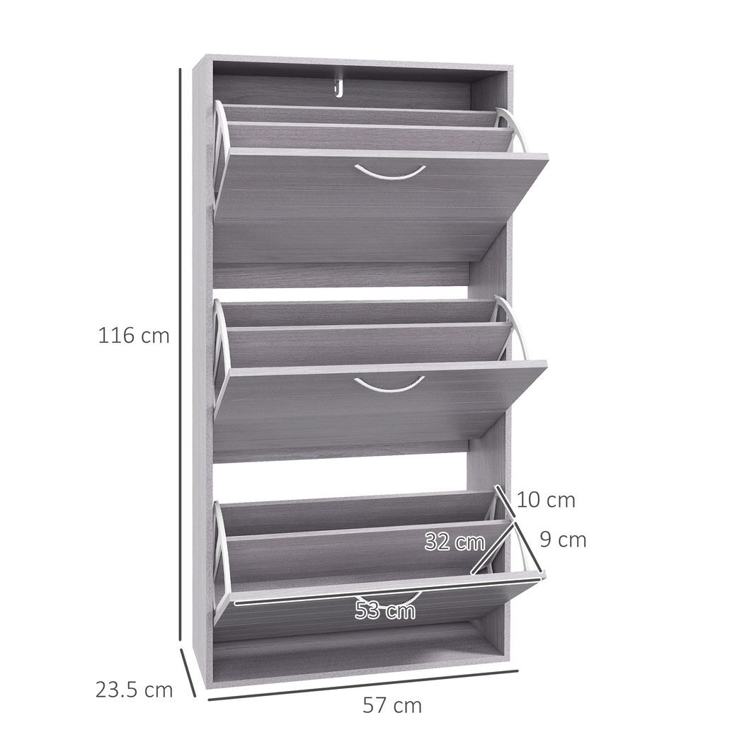 SvvalkaSlim Shoe Storage Cabinet with 3 Flip Drawers for 12 Pair of Shoes