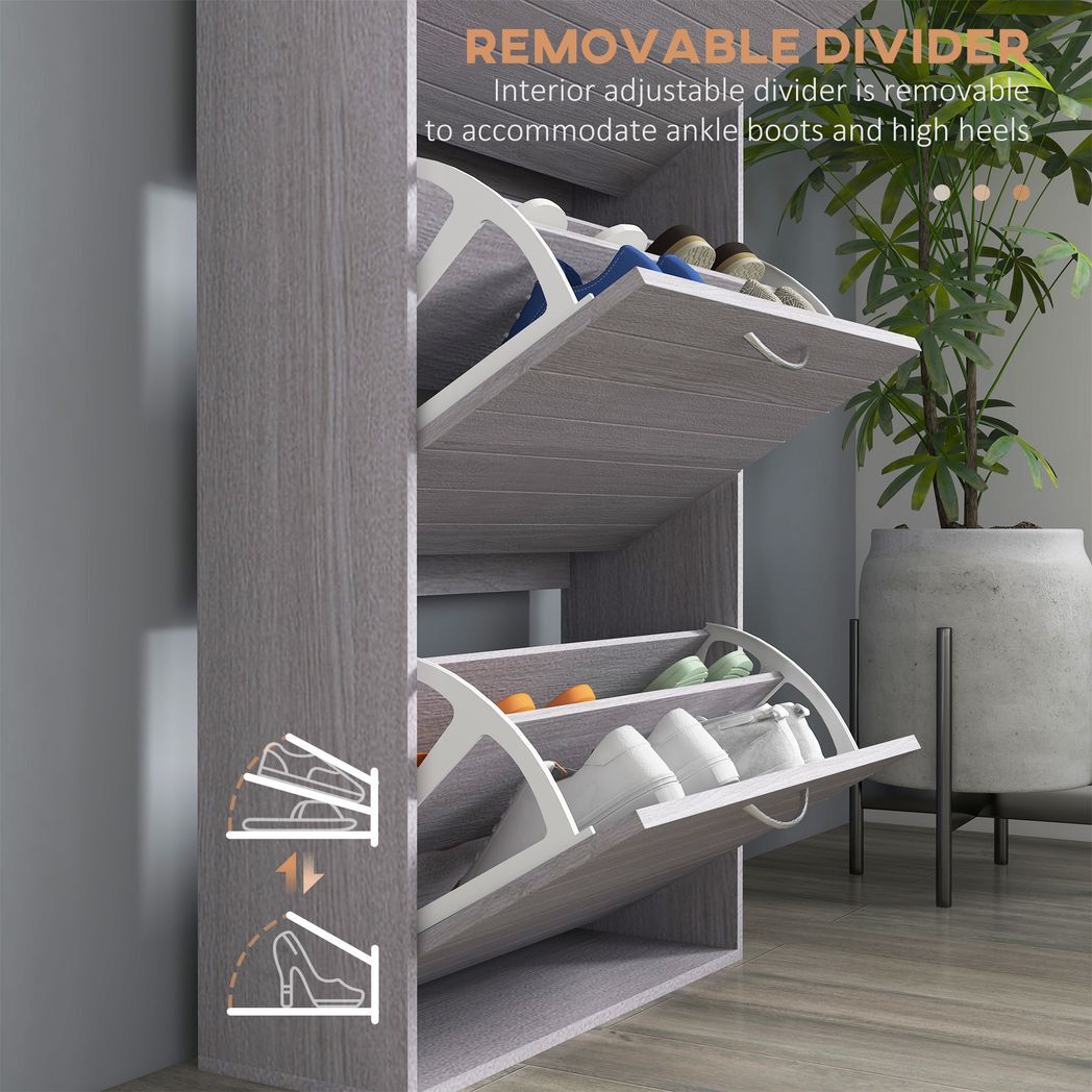 SvvalkaSlim Shoe Storage Cabinet with 3 Flip Drawers for 12 Pair of Shoes