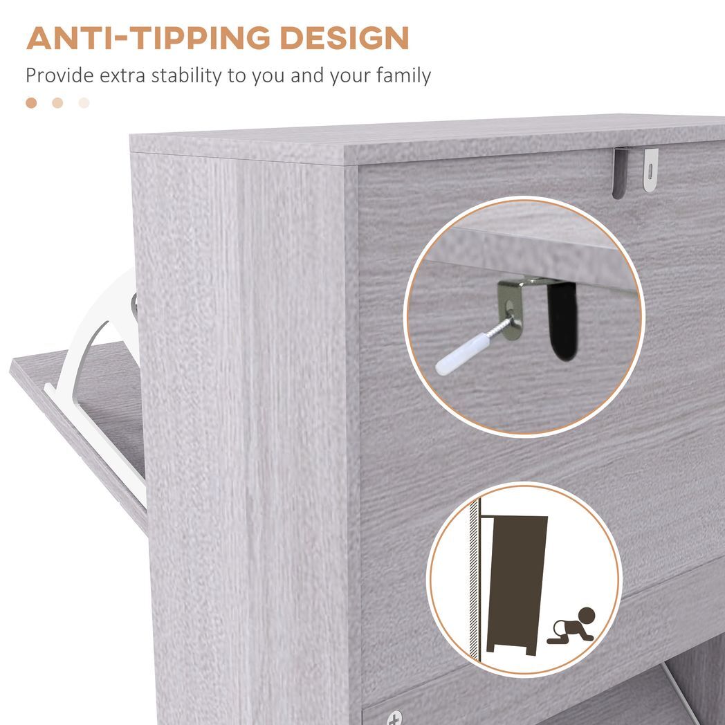 SvvalkaSlim Shoe Storage Cabinet with 3 Flip Drawers for 12 Pair of Shoes