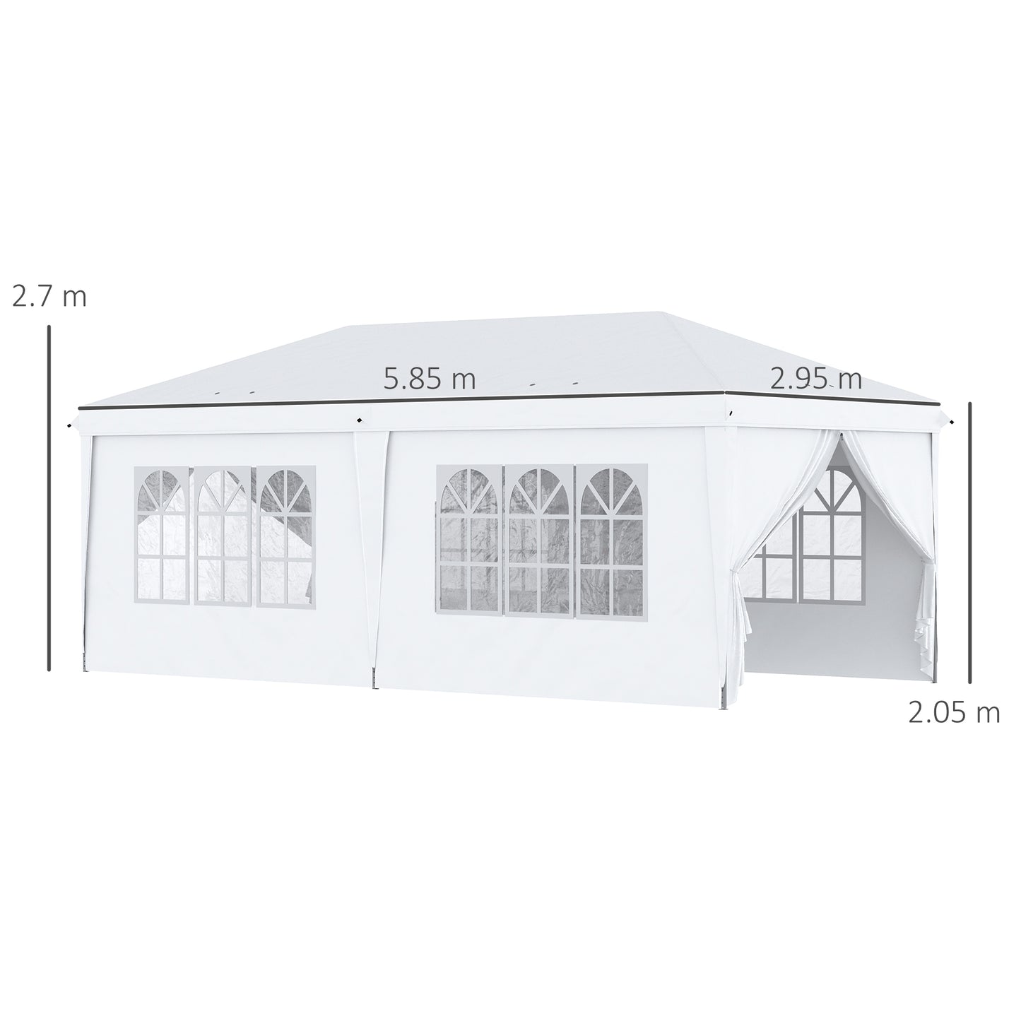 Svvalka 3 x 6m Pop Up Gazebo Height Adjustable Party Tent w/ Storage Bag Black