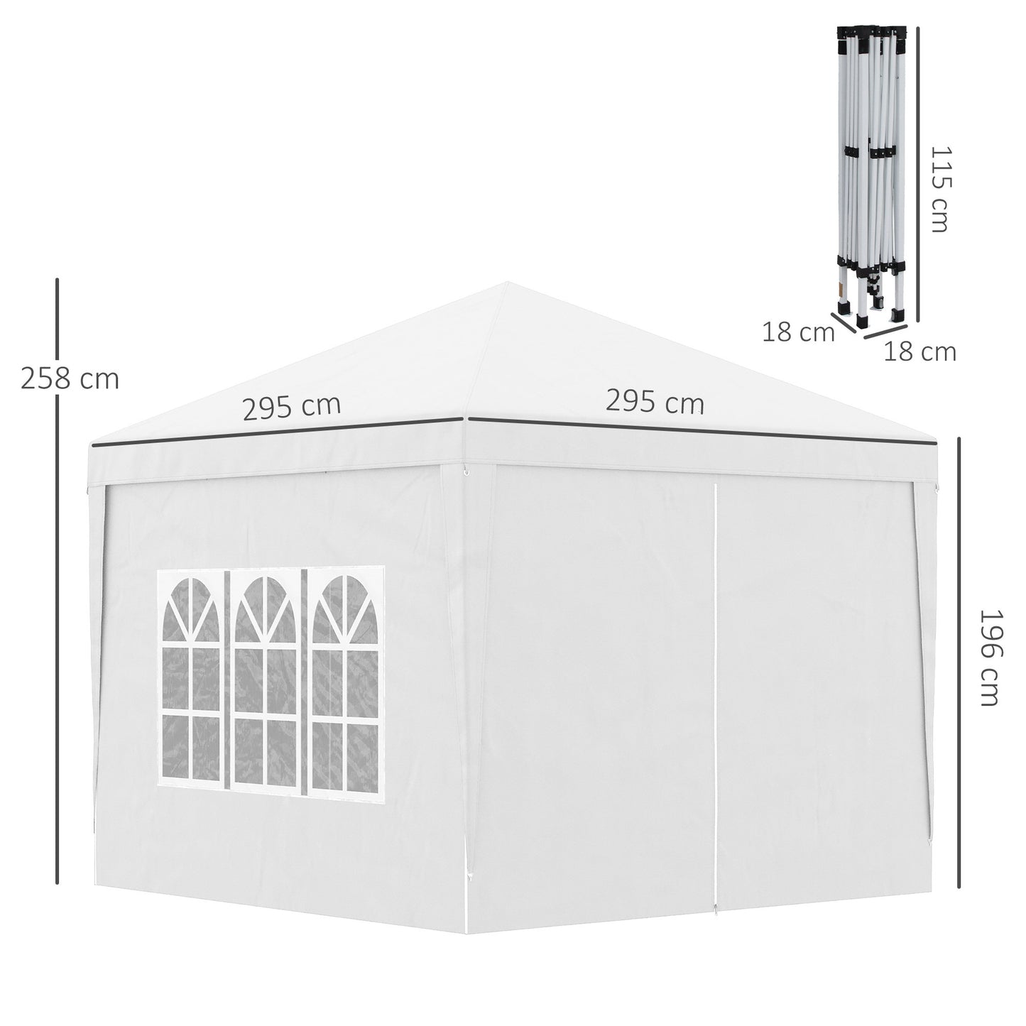 Svvalka 3mx3m Pop Up Gazebo Party Tent Canopy Marquee with Storage Bag White