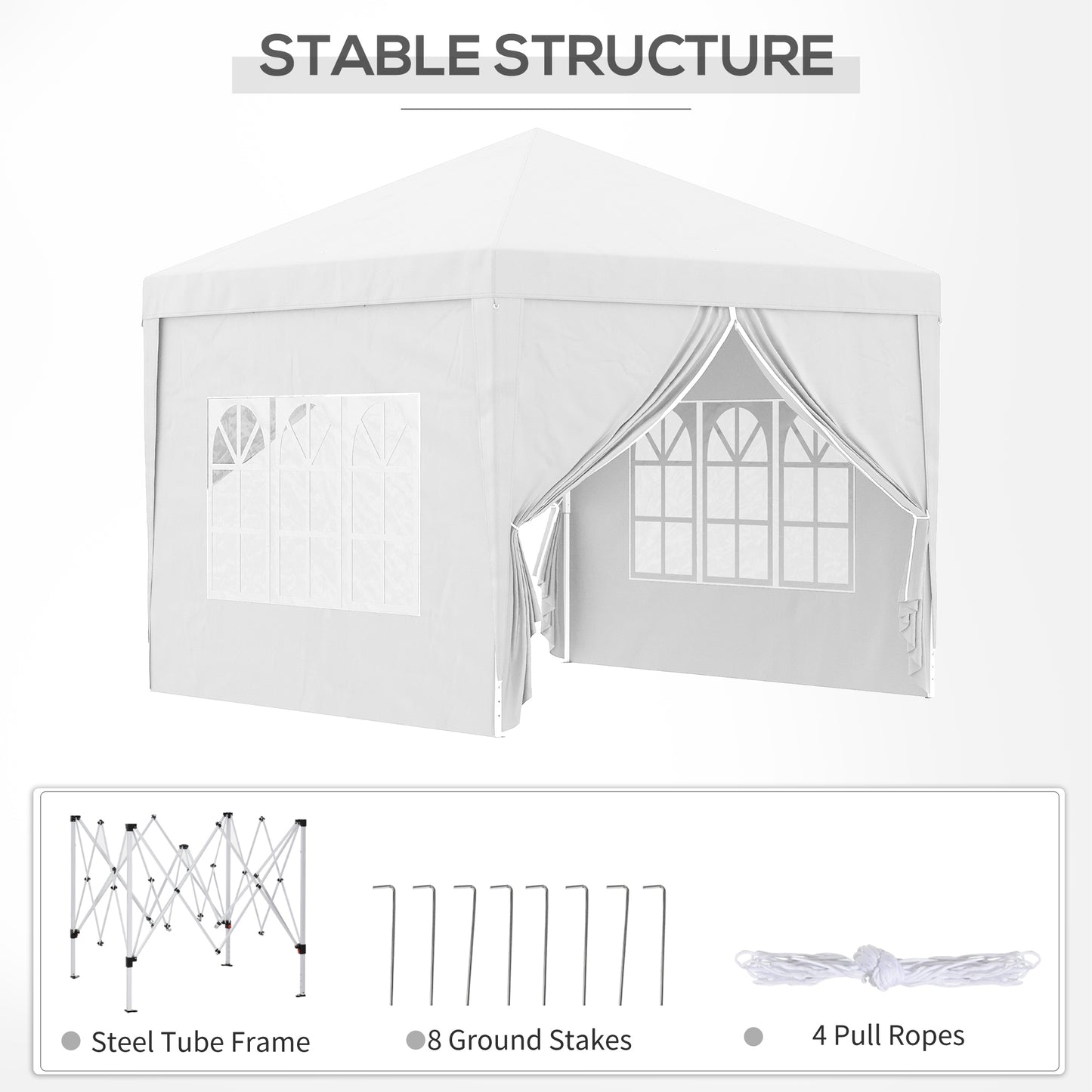 Svvalka 3mx3m Pop Up Gazebo Party Tent Canopy Marquee with Storage Bag White