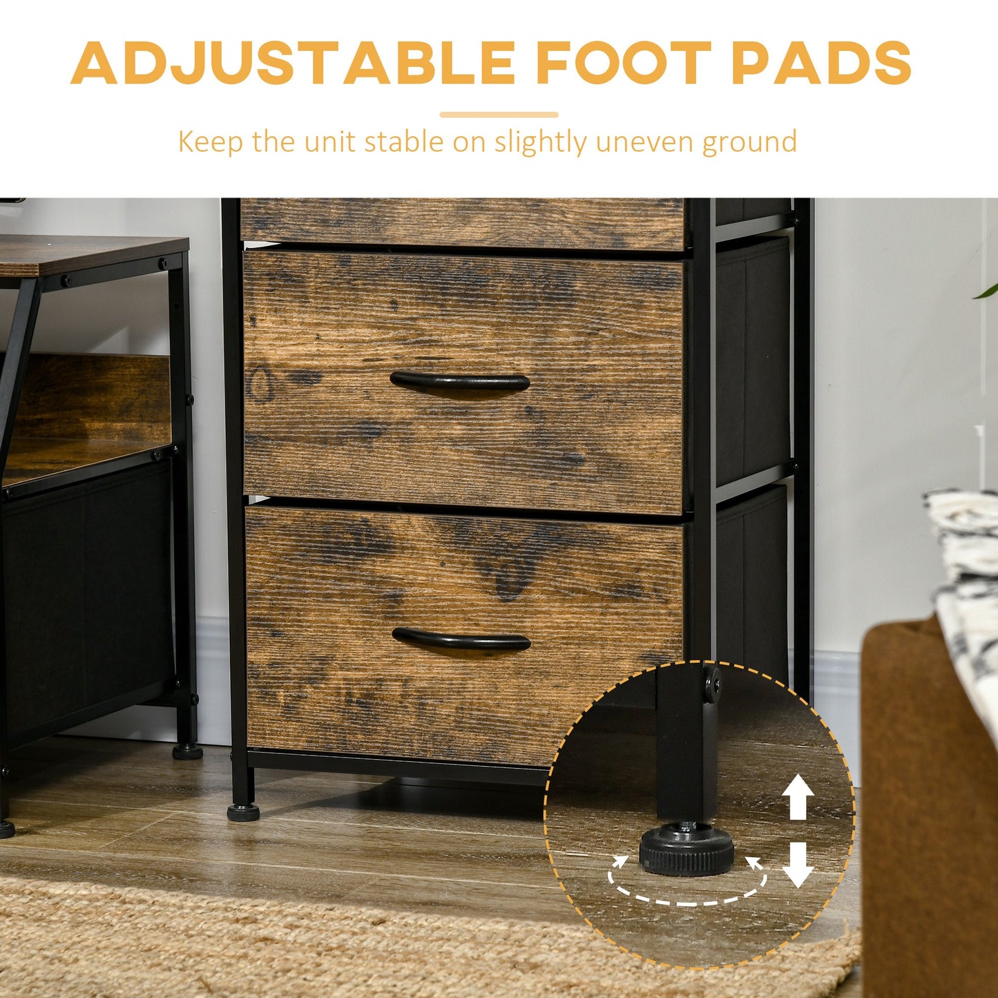 SvvalkaIndustrial 3 Drawers Storage Cabinet w/ Display Shelves for Living Room