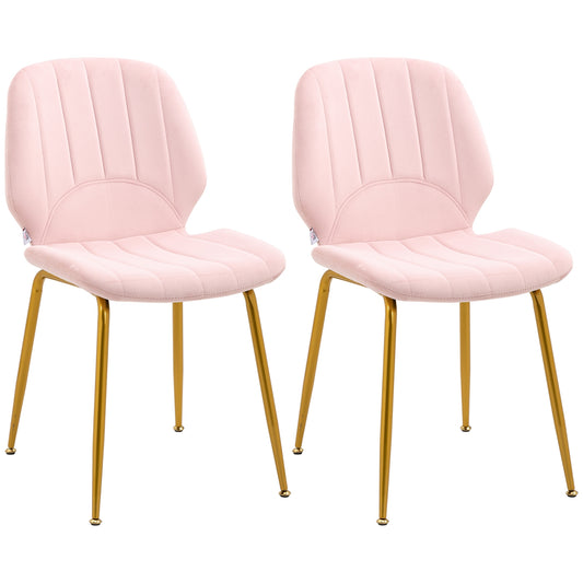 SvvalkaModern Dining Chairs Set of 2 with Padded Seat and Steel Legs, Pink