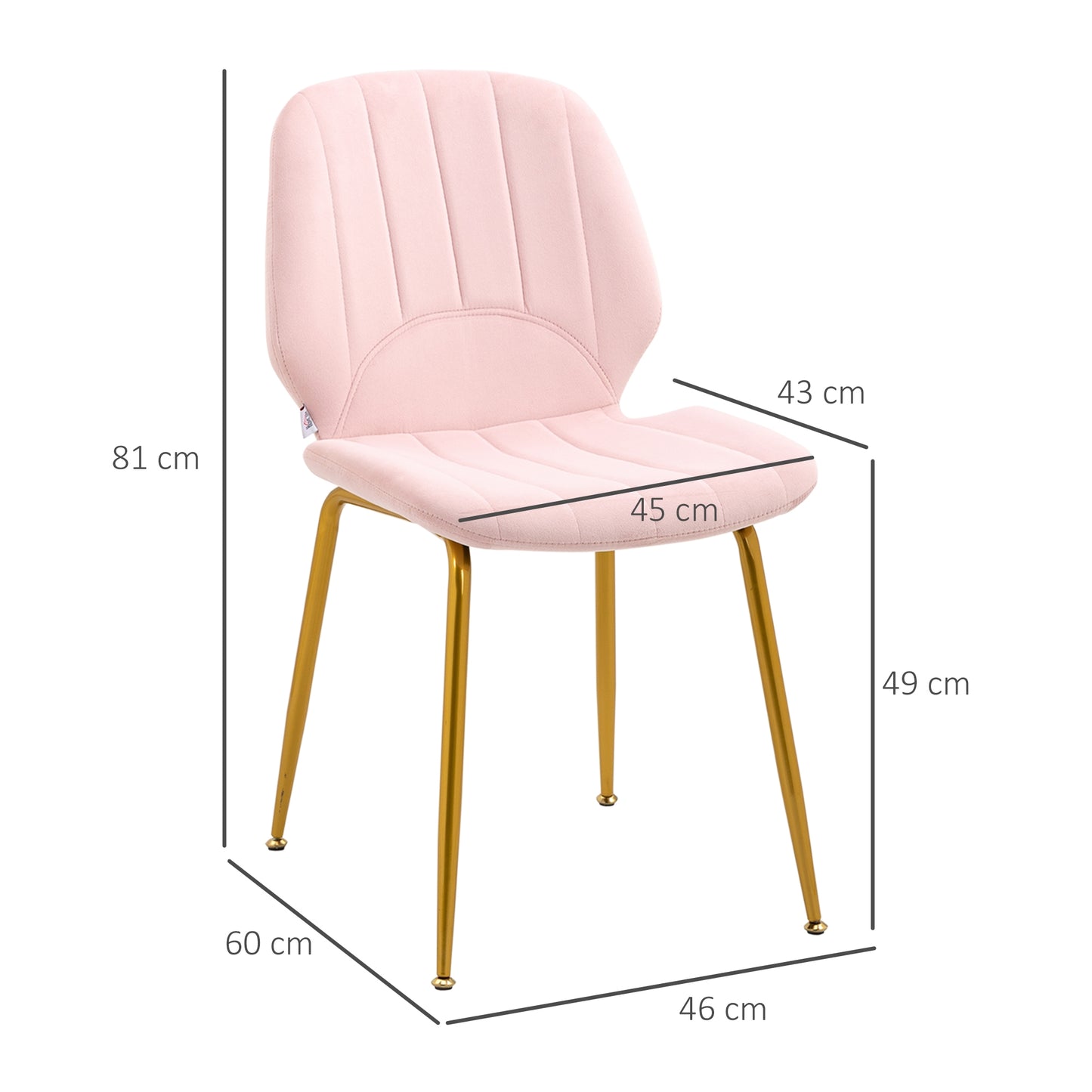 SvvalkaModern Dining Chairs Set of 2 with Padded Seat and Steel Legs, Pink