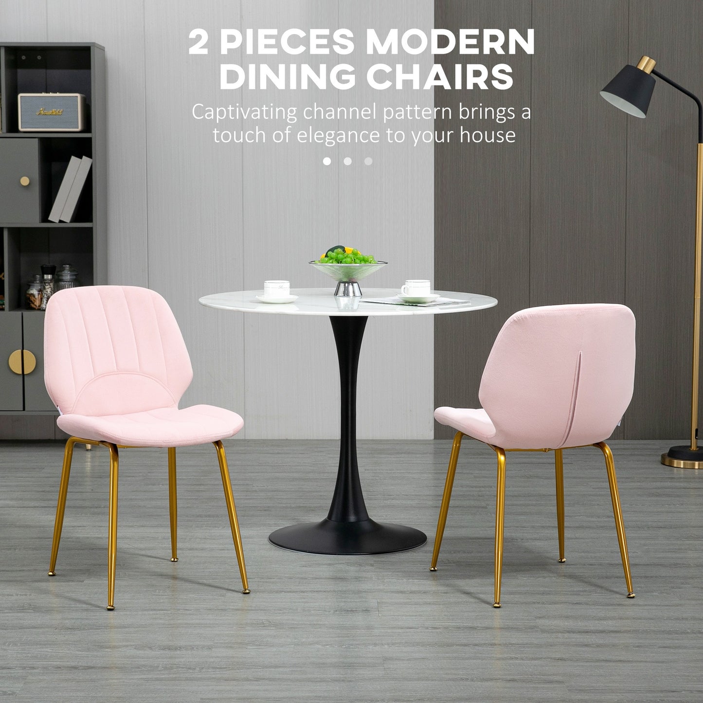 SvvalkaModern Dining Chairs Set of 2 with Padded Seat and Steel Legs, Pink