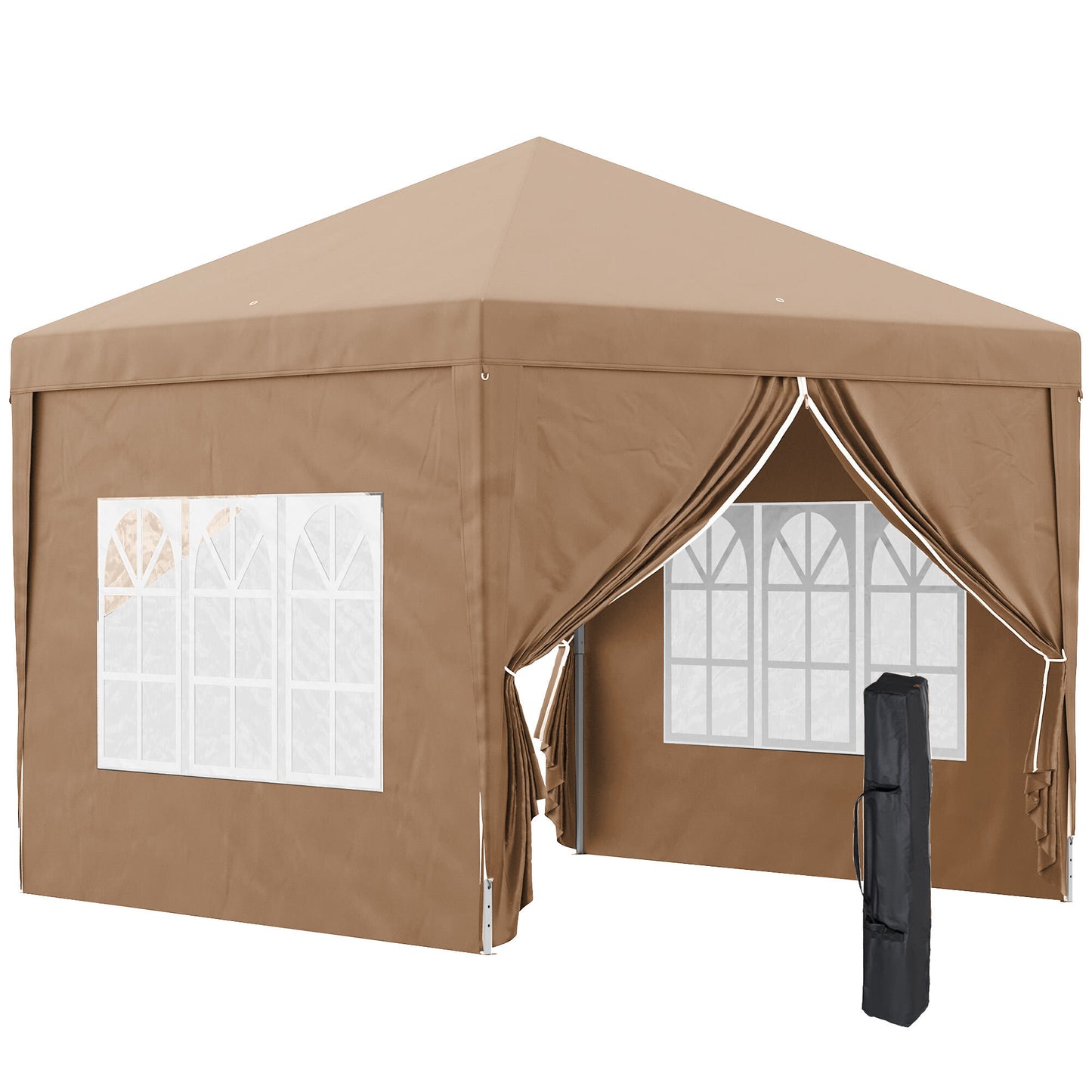 Svvalka 3x3 m Pop Up Gazebo Party Tent Canopy Marquee with Storage Bag Coffee