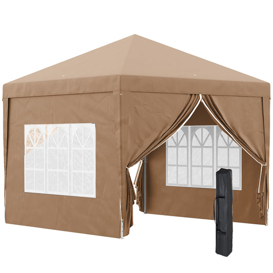 Svvalka 3x3 m Pop Up Gazebo Party Tent Canopy Marquee with Storage Bag Coffee