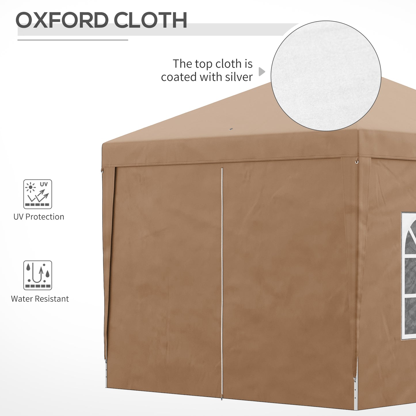 Svvalka 3x3 m Pop Up Gazebo Party Tent Canopy Marquee with Storage Bag Coffee