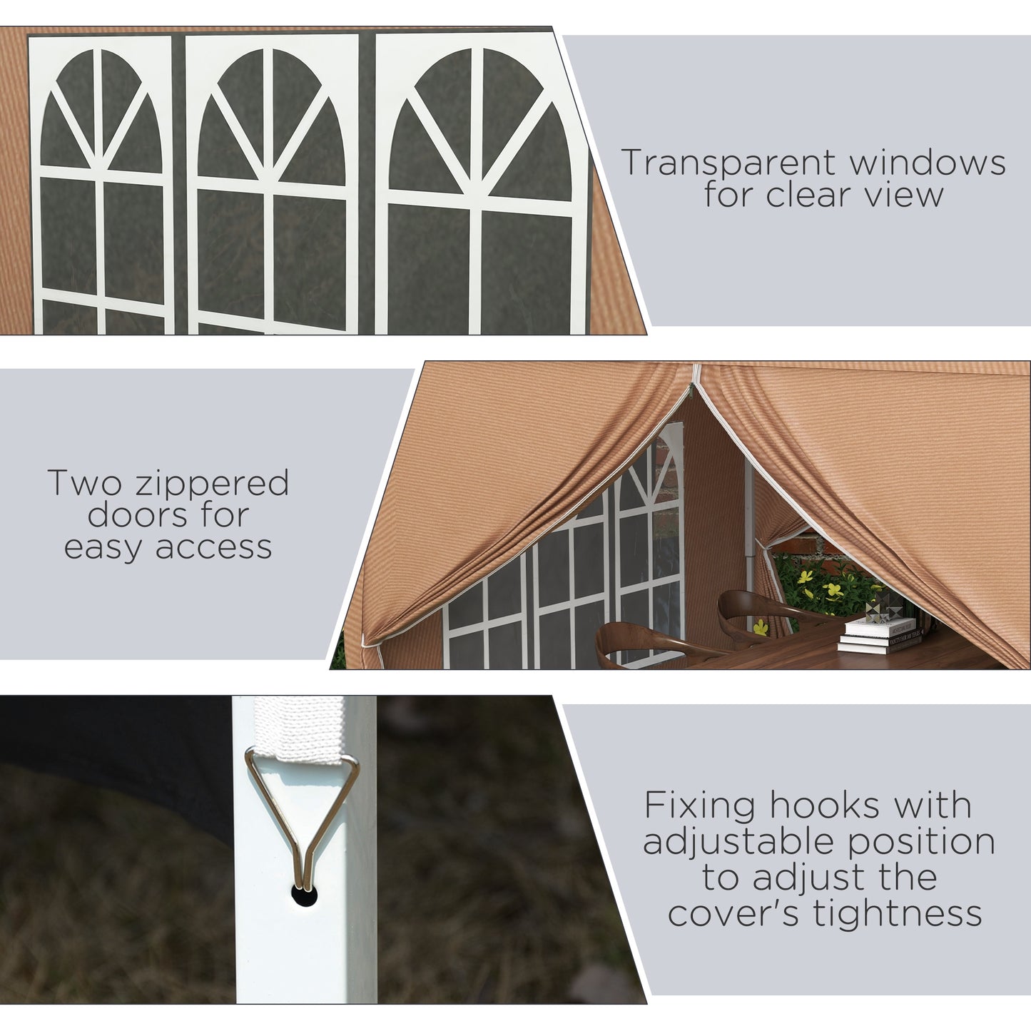 Svvalka 3x3 m Pop Up Gazebo Party Tent Canopy Marquee with Storage Bag Coffee