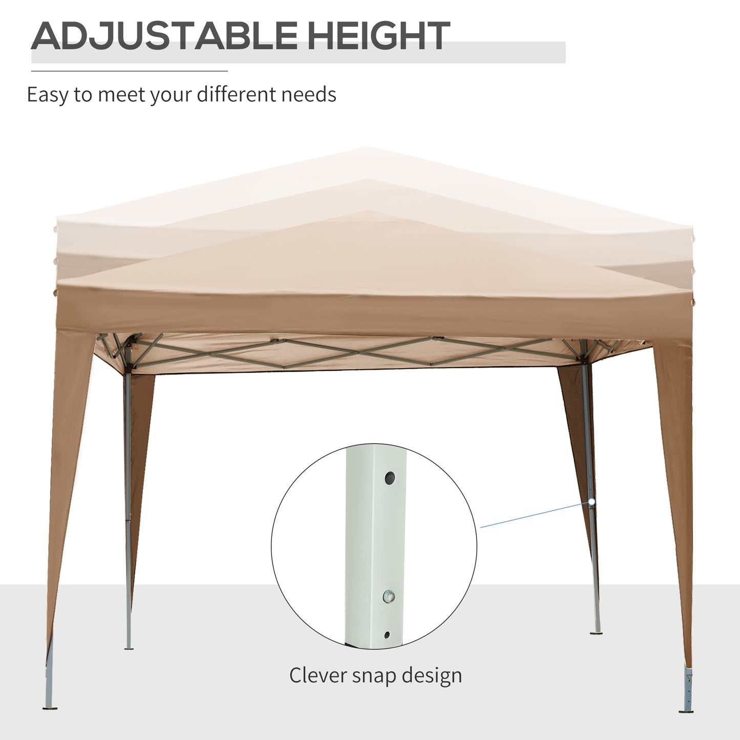 Svvalka 3x3 m Pop Up Gazebo Party Tent Canopy Marquee with Storage Bag Coffee