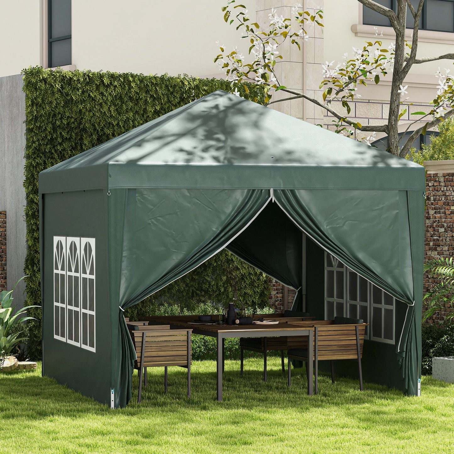 Svvalka 3mx3m Pop Up Gazebo Party Tent Canopy Marquee with Storage Bag Green