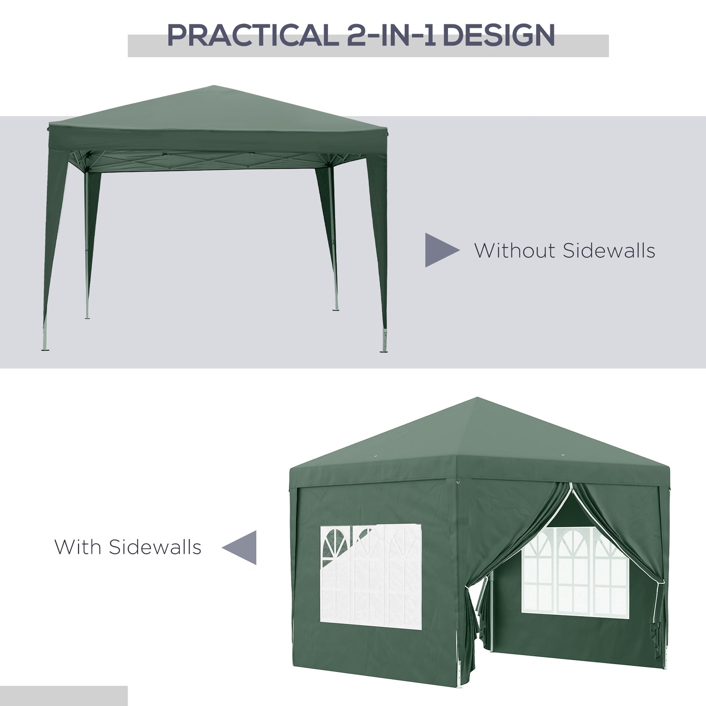 Svvalka 3mx3m Pop Up Gazebo Party Tent Canopy Marquee with Storage Bag Green