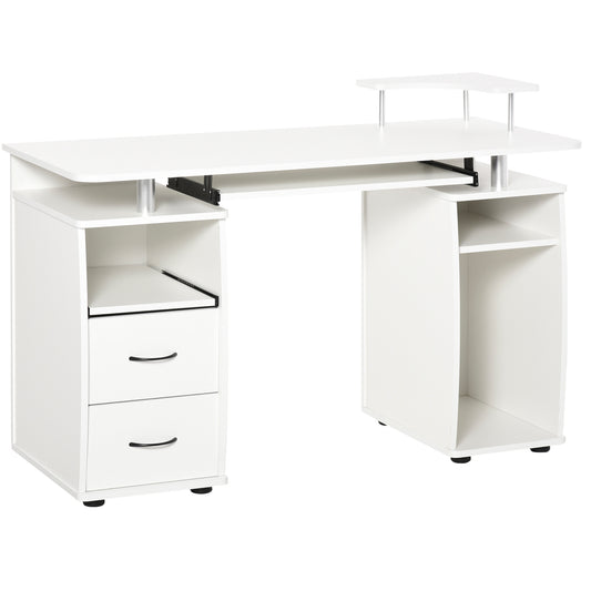 SvvalkaComputer Office Desk Table Workstation w/  Keyboard Tray, Drawer, White