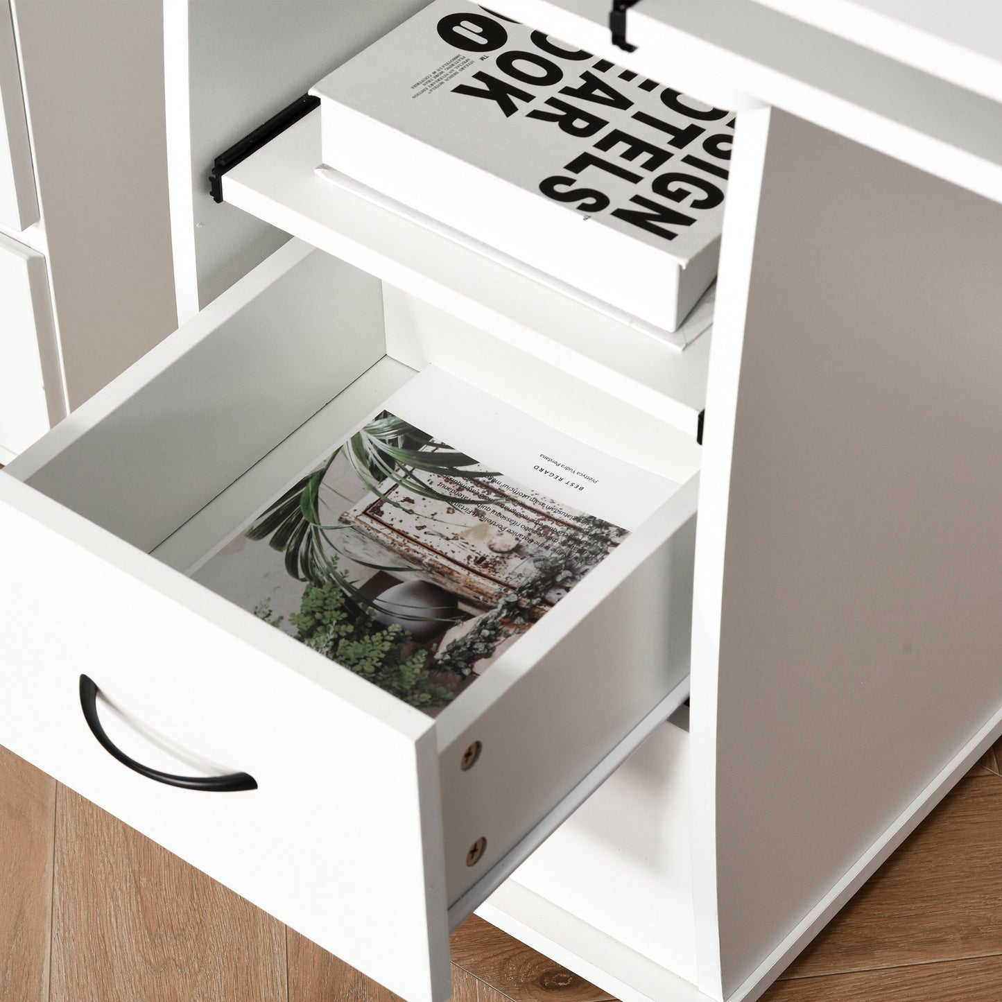 SvvalkaComputer Office Desk Table Workstation w/  Keyboard Tray, Drawer, White