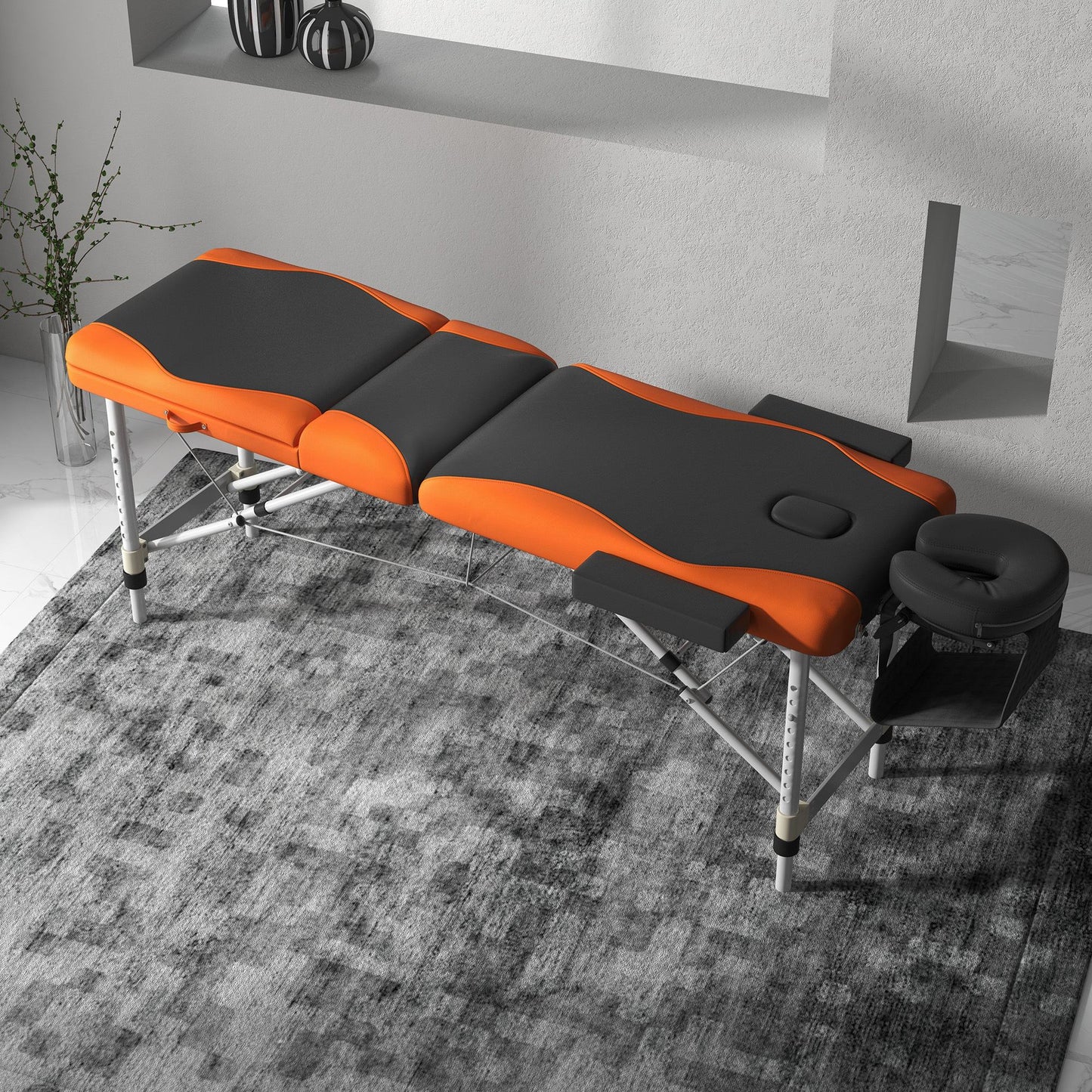 SvvalkaPortable Massage Table Beauty Therapy Couch Bed Spa Aluminum Orange