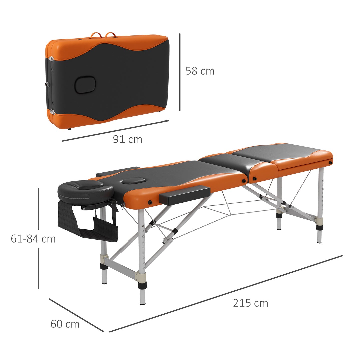 SvvalkaPortable Massage Table Beauty Therapy Couch Bed Spa Aluminum Orange