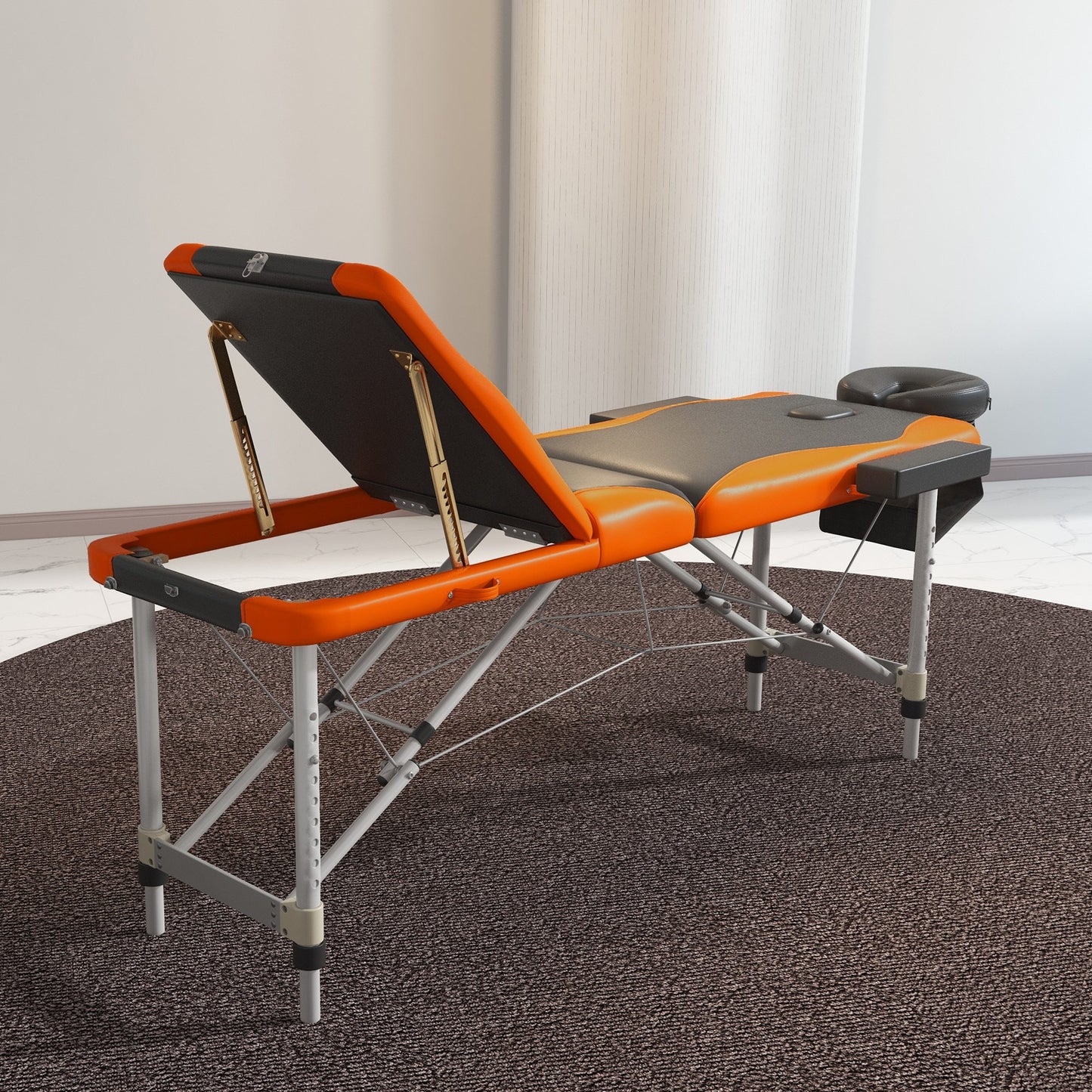 SvvalkaPortable Massage Table Beauty Therapy Couch Bed Spa Aluminum Orange