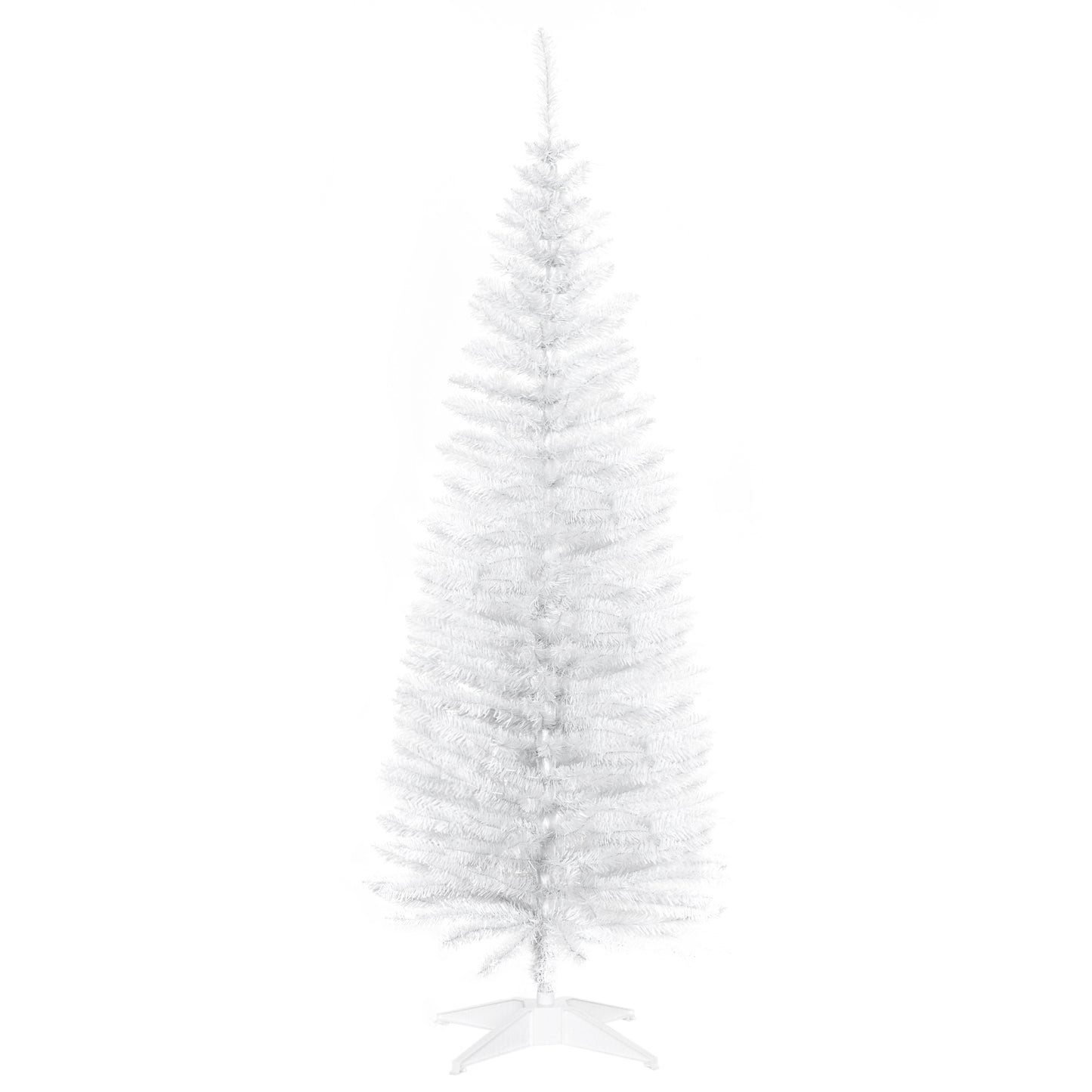 HOMCOM 5FT Pencil Slim Artificial Christmas Tree with Study Stand Tips White