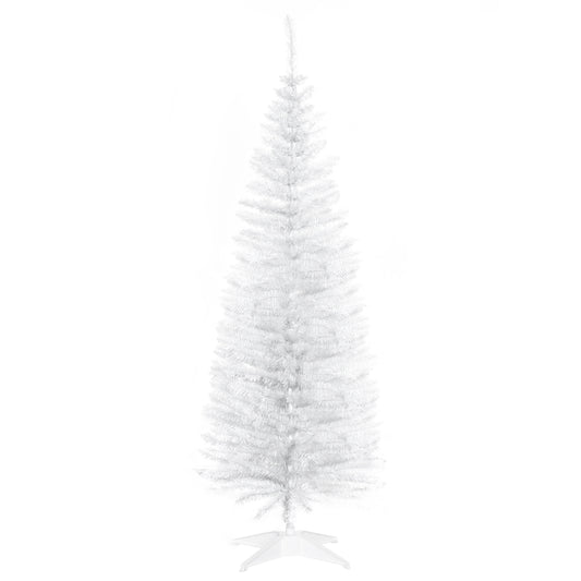 HOMCOM 5FT Pencil Slim Artificial Christmas Tree with Study Stand Tips White