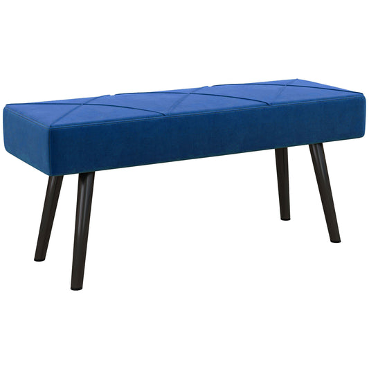 SvvalkaEnd of Bed Bench, Upholstered Hallway Bedroom with Steel Legs, Blue