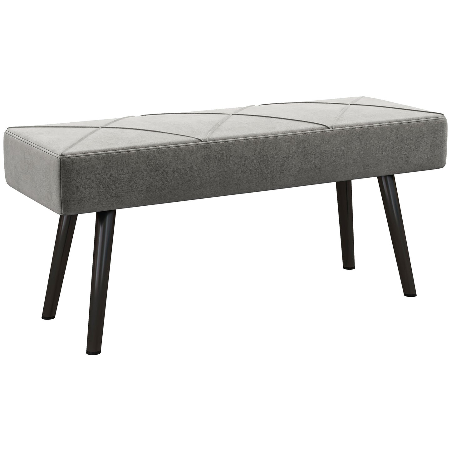 SvvalkaEnd of Bed Bench, Upholstered Hallway Bedroom with Steel Legs, Grey