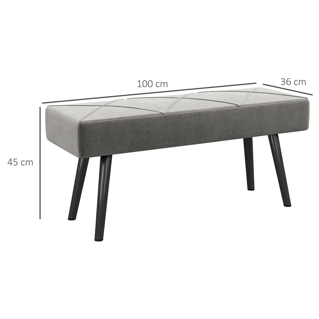 SvvalkaEnd of Bed Bench, Upholstered Hallway Bedroom with Steel Legs, Grey