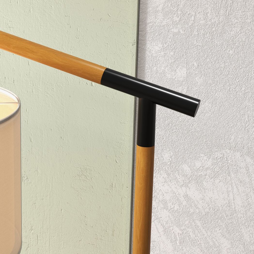 HOMCOM Floor Lamp with 350? Rotating Lampshade, LED Bulb Included, Brown